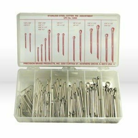 PRECISION BRAND 124 Piece Stainless Steel Cotter Pin Assortment 12995